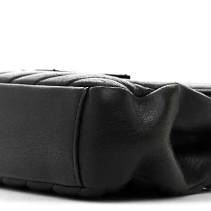 Saint Laurent Sheepskin Matelasse Chevron Monogram Monochrome Medium College Bag Black 10 of 17