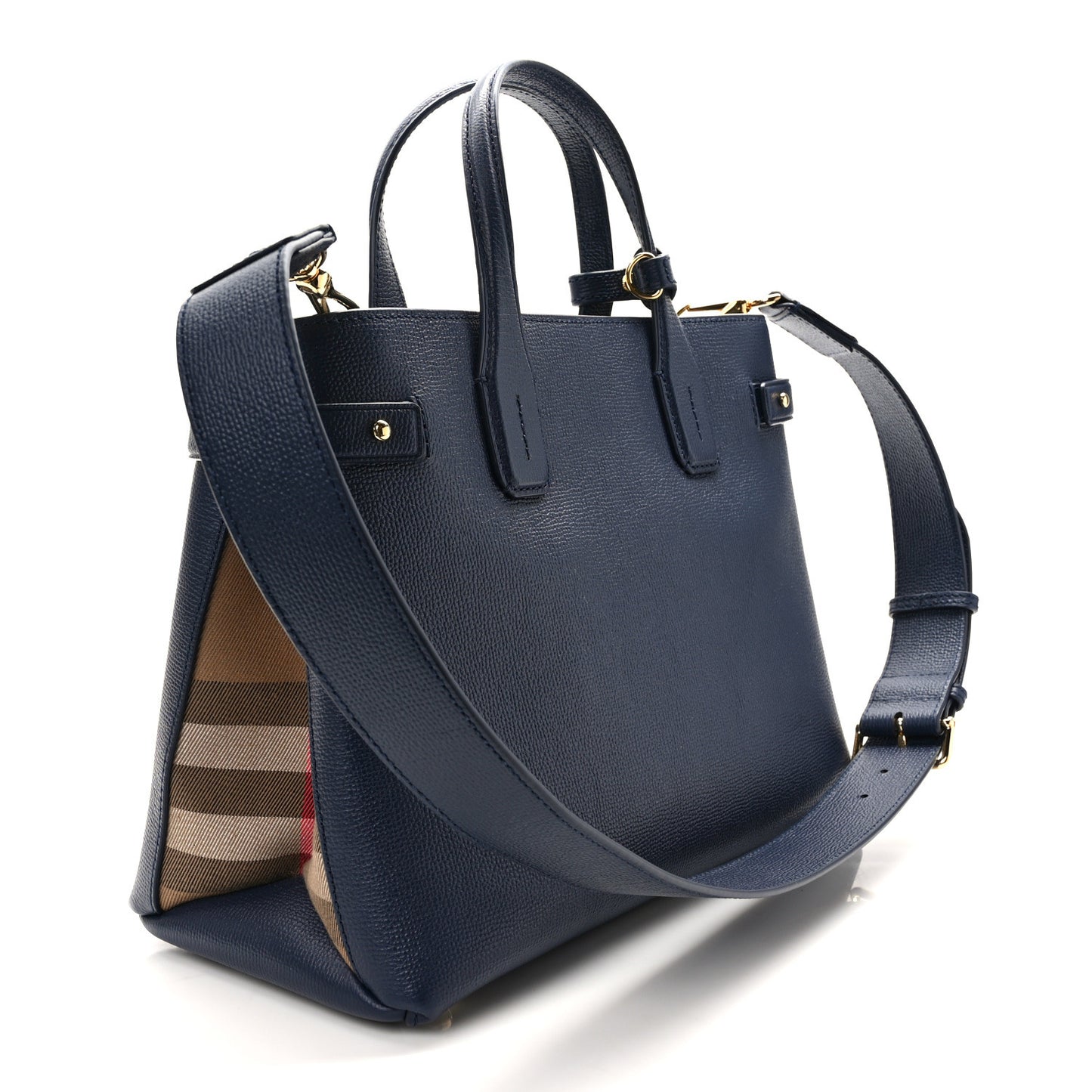 Derby Calfskin Vintage Check Medium Banner Tote Regency Blue