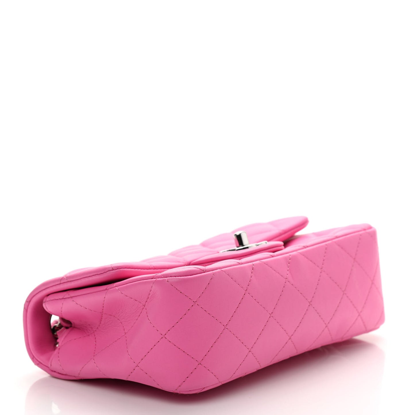 Lambskin Quilted Mini Rectangular Flap Neon Pink
