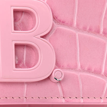 Balenciaga Patent Crocodile Embossed B Wallet On Chain Pink 10 of 10