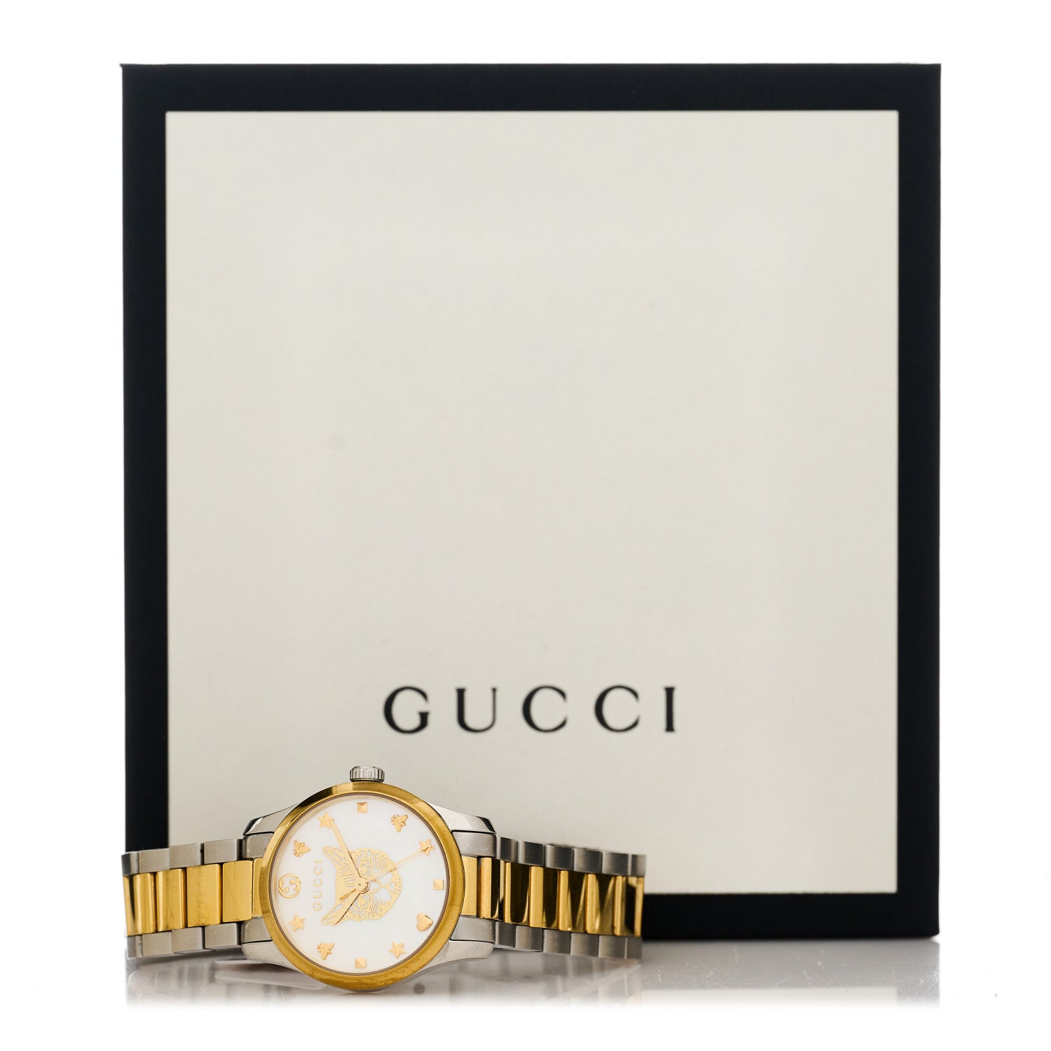 Gucci Stainless Steel Mother of Pearl 27mm G-Timeless Two Tone Cat Quartz Watch 5 of 5