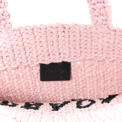 Prada Yarn Raffia Effect Crochet Small Logo Tote Alabastro 6 of 10