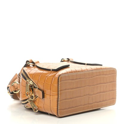 Chloe Calfskin Crocodile Embossed Small Daria Autumnal Brown 4 of 10