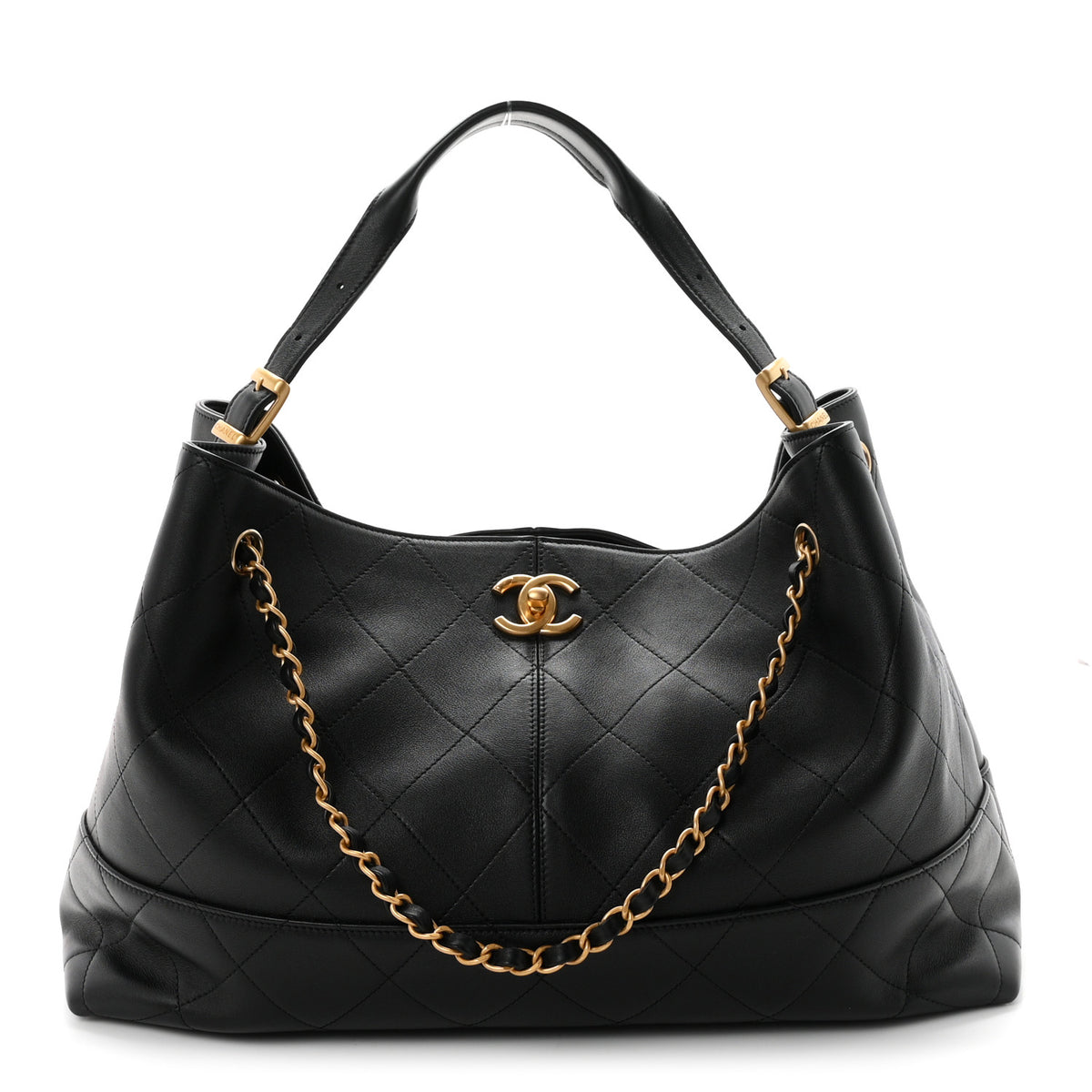 Calfskin Quilted Small Coco Base Shopping Bag Black