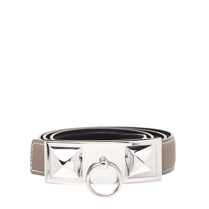Hermes Togo Box 24mm Sydney Belt 80 Etoupe Black 2 of 9