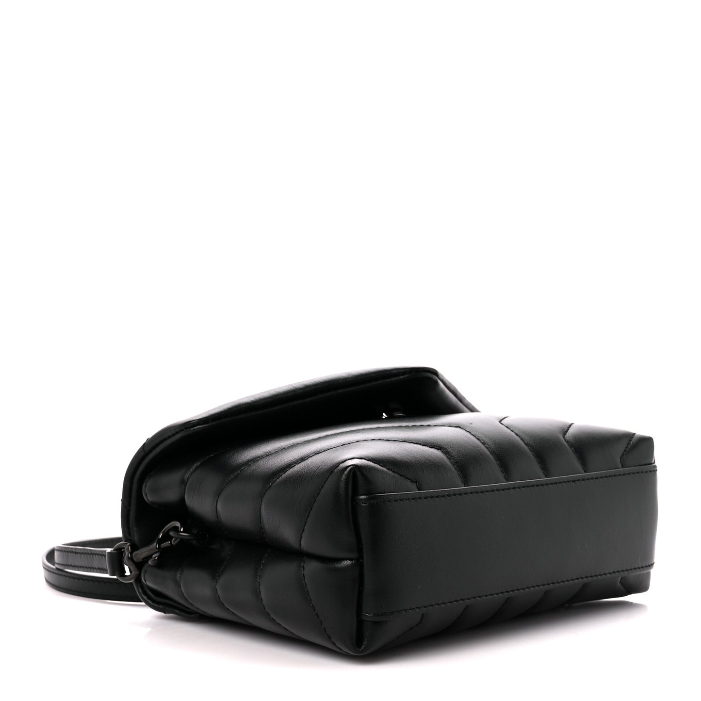 Calfskin Y Quilted Monogram Monochrome Toy Loulou Crossbody Bag Black