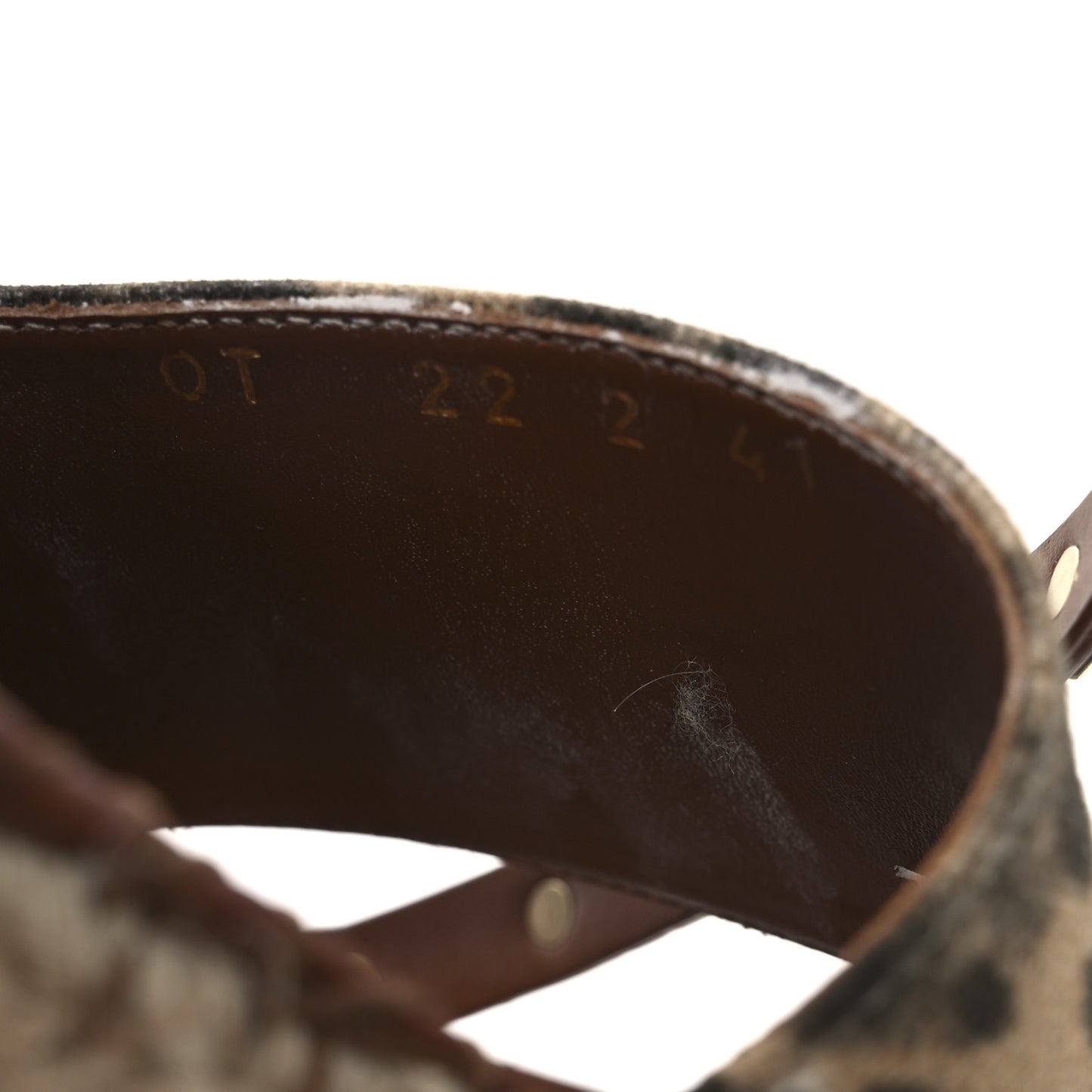 Canvas Leopard Print Rockstud Ankle Wrap Espadrille Flatform Sandals 41 Brown