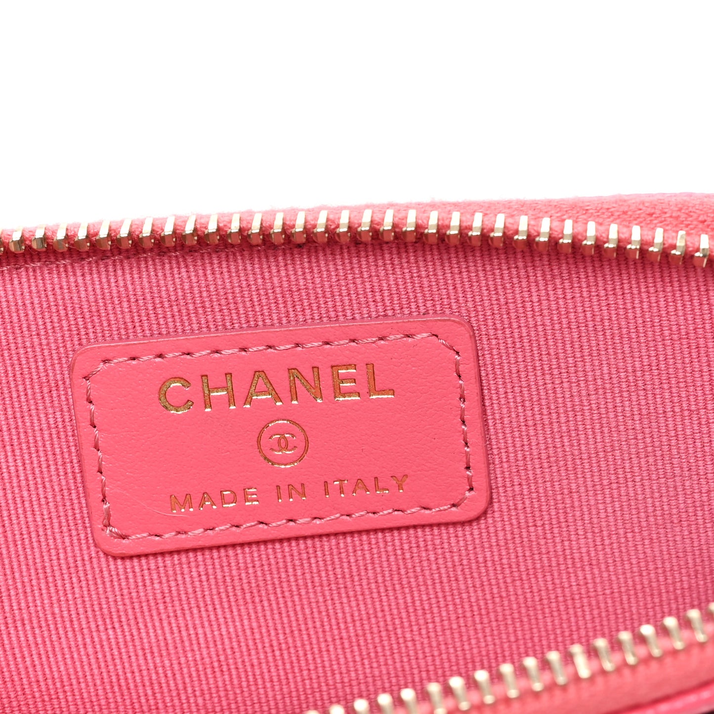 Caviar Quilted Zip Card Holder Wallet Pink