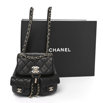 Chanel Shiny Caviar Quilted Small Duma Pockets Drawstring Backpack Black 11 of 11