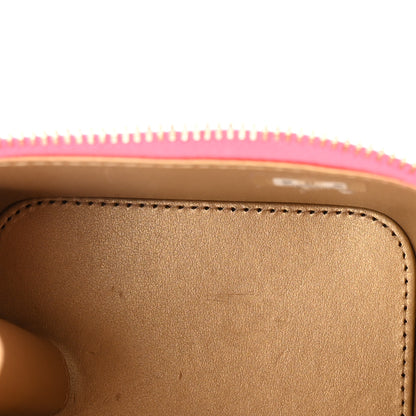 Chanel Patent Quilted Pearl Crush Mini Vanity Case With Chain Neon Pink 5 of 10