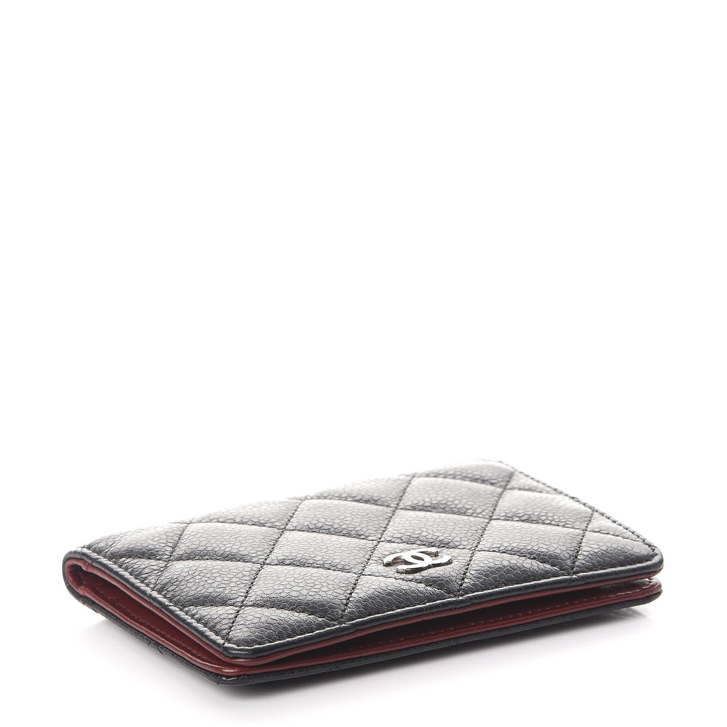 Caviar Quilted Flap Card Holder Black