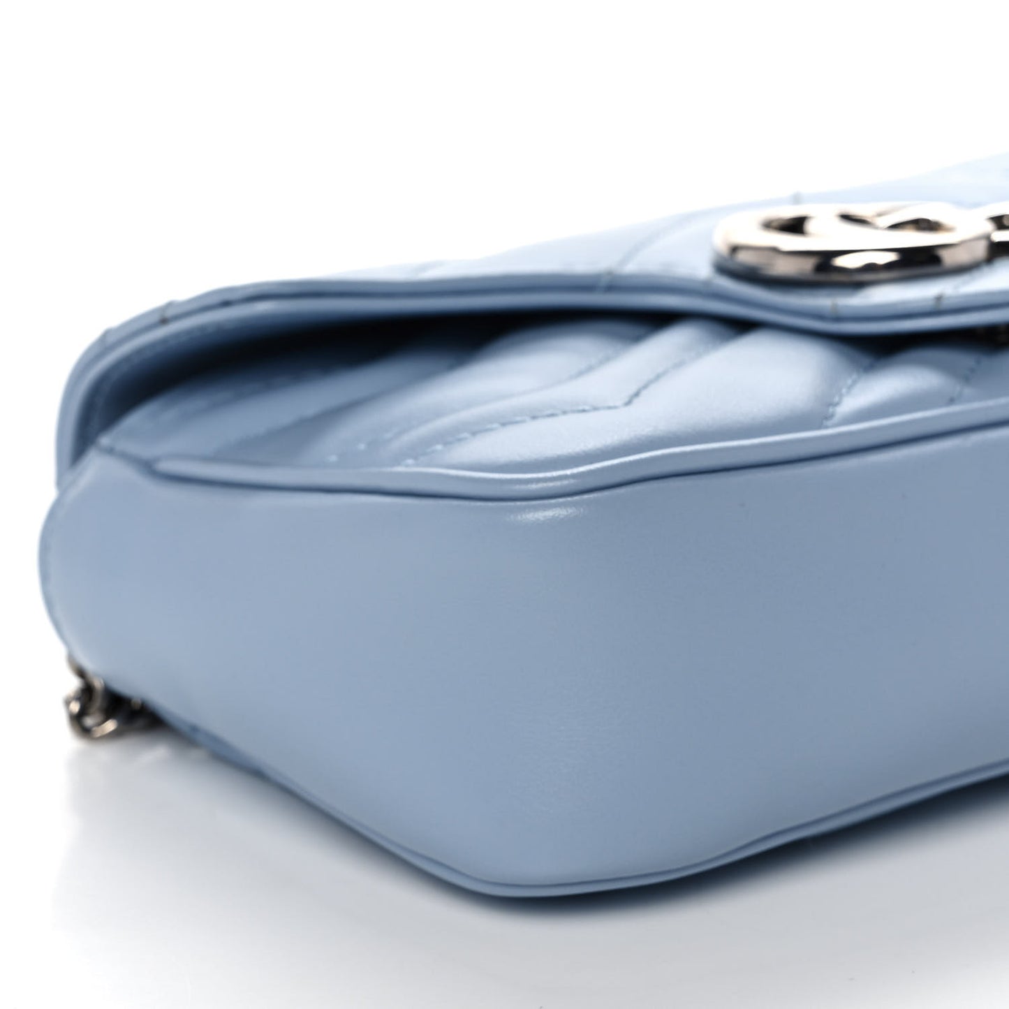 Calfskin Matelasse Super Mini GG Marmont Shoulder Bag Porcelain Light Blue