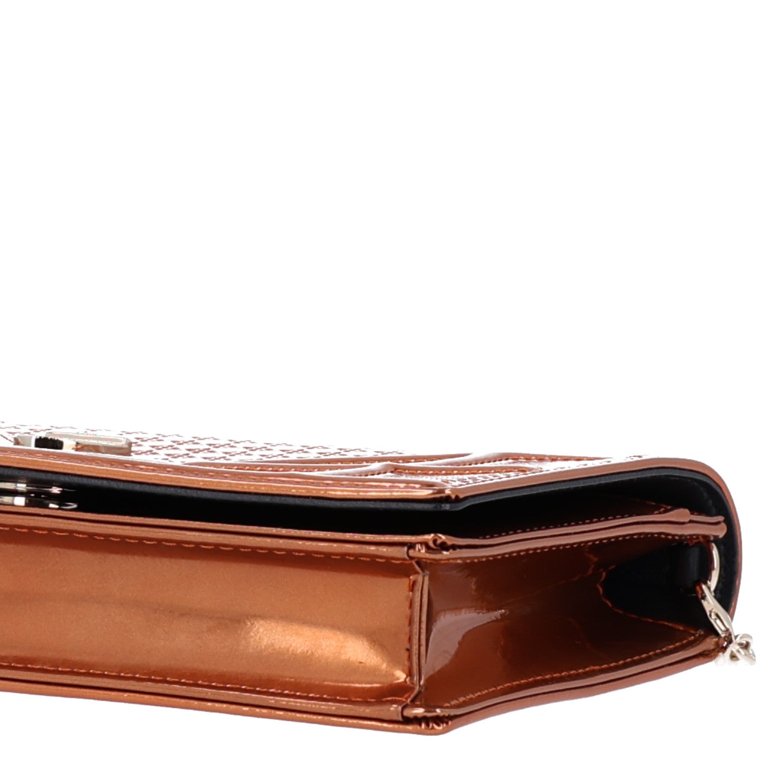 Christian Dior Metallic Patent Micro-Cannage Diorama Wallet on Chain Pouch Orange 9 of 9