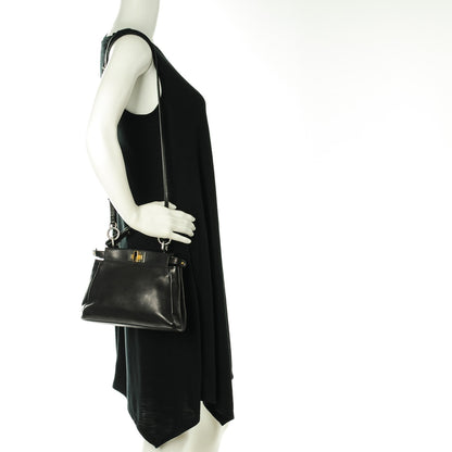 Fendi Vitello Saddle Mini Peekaboo Iconic Satchel Black 2 of 6