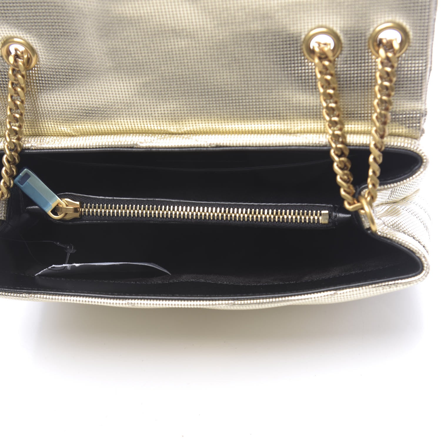 Saint Laurent Metallic Calfskin Y Quilted Small Loulou Monogram Chain Satchel Platino 5 of 9