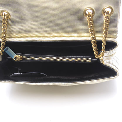 Saint Laurent Metallic Calfskin Y Quilted Small Loulou Monogram Chain Satchel Platino 5 of 9