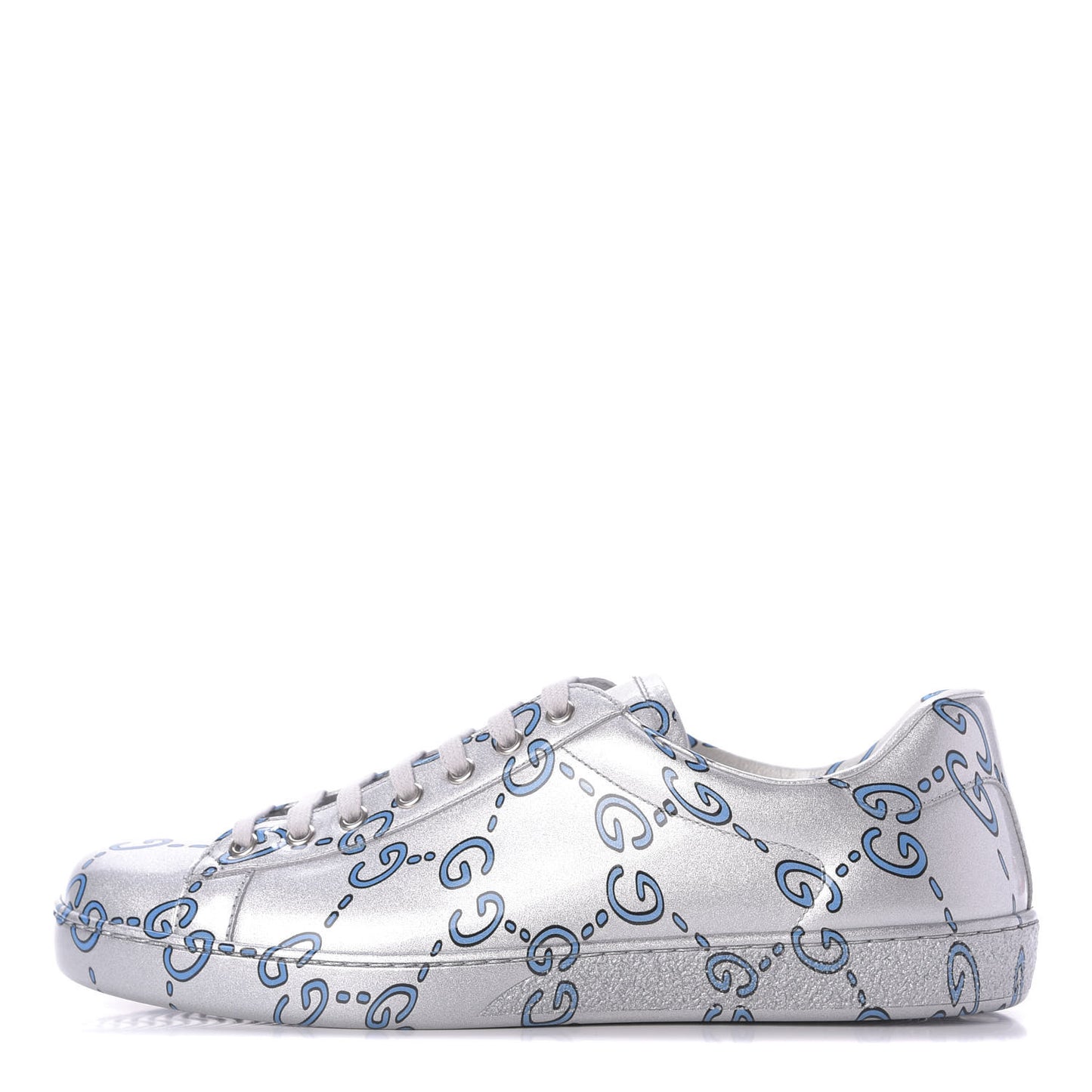Miro Rubber Wax GucciGhost Print Mens New Ace Sneakers 10 Silver