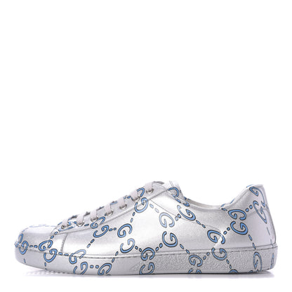 Gucci Miro Rubber Wax GucciGhost Print Mens New Ace Sneakers 10 Silver 1 of 9