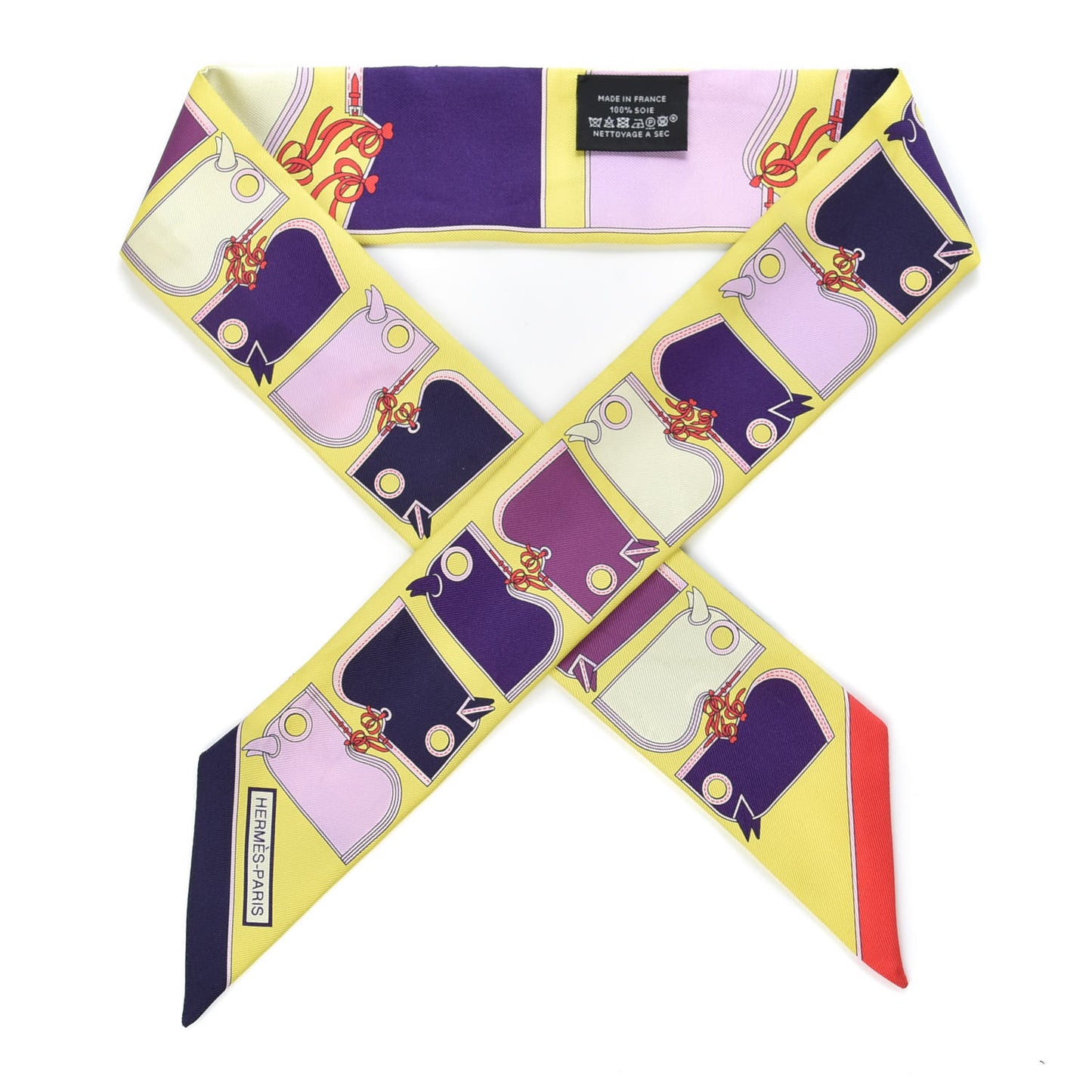Silk Camails Twilly Jaune Vif Encre Parme