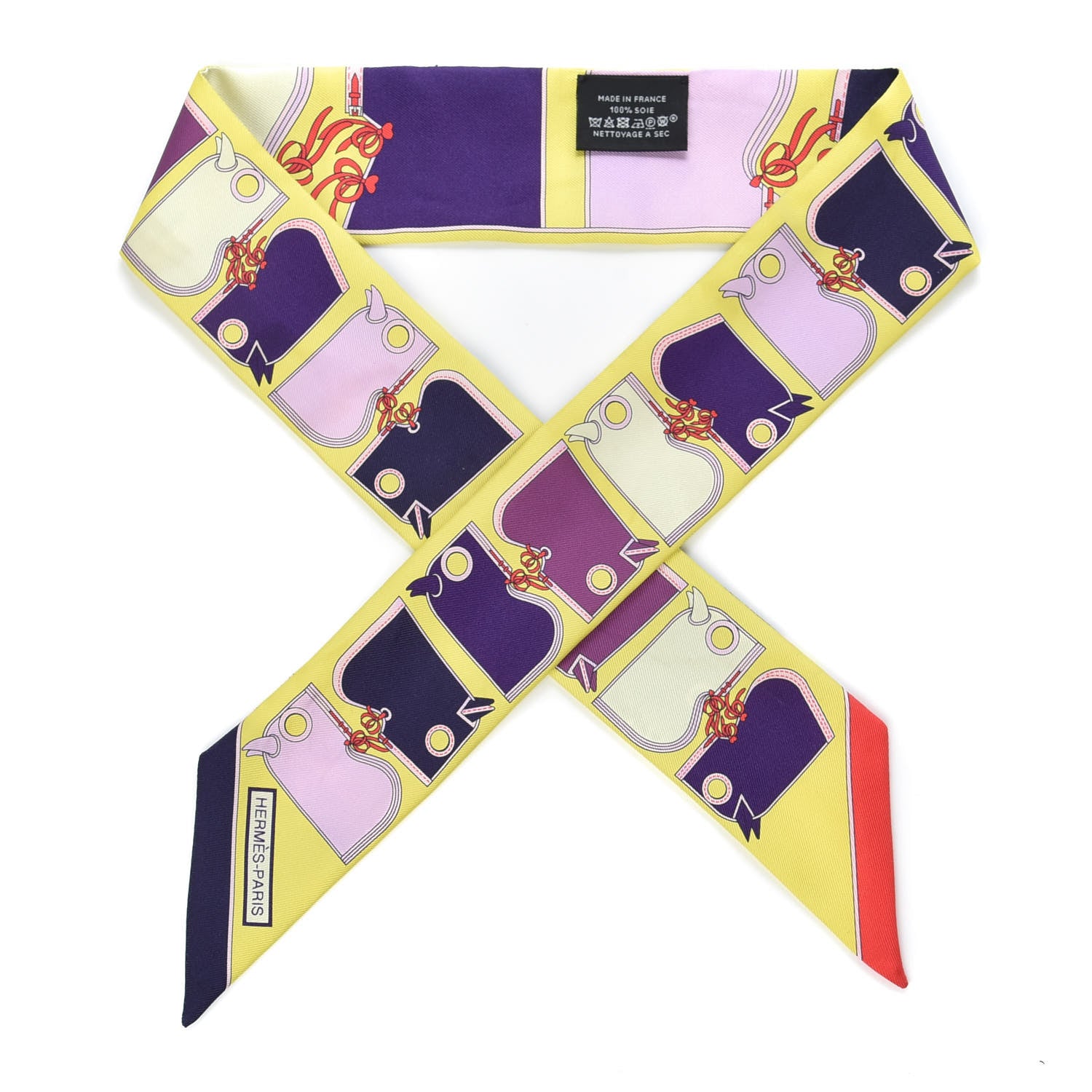 Hermes Silk Camails Twilly Jaune Vif Encre Parme 1 of 5