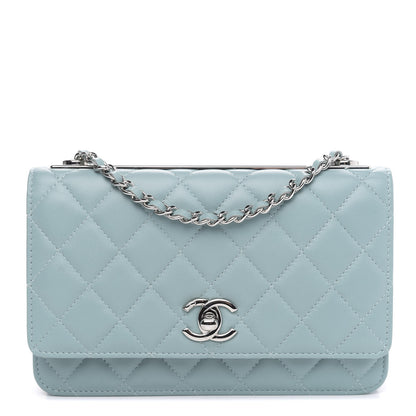 Chanel Lambskin Quilted Trendy CC Wallet On Chain WOC Light Blue 1 of 12
