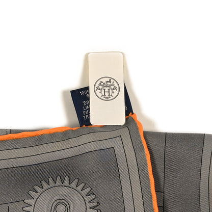 Hermes Silk C'est La Fete Scarf 90 Kaki Anthracite Gris 3 of 3