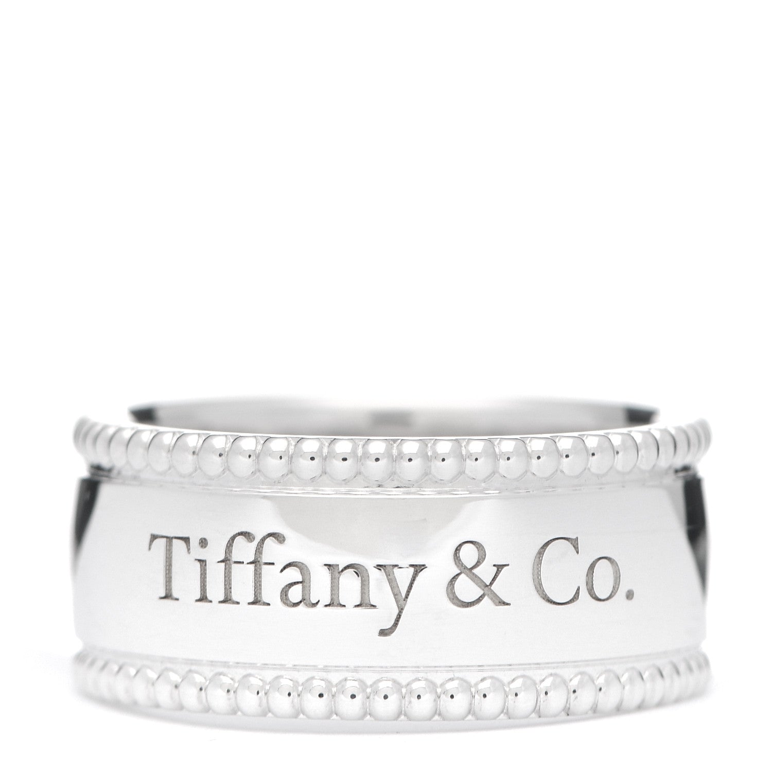 Tiffany Sterling Silver Milgrain Logo Band Ring 48 4.5 1 of 5