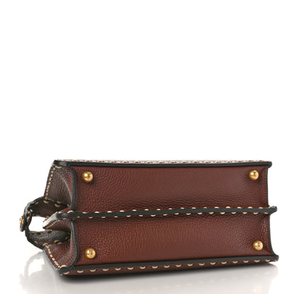 Fendi Vitello Granato Camoscio Selleria Macro Stitchings Small Peekaboo I SEE U Satchel Praline 4 of 8