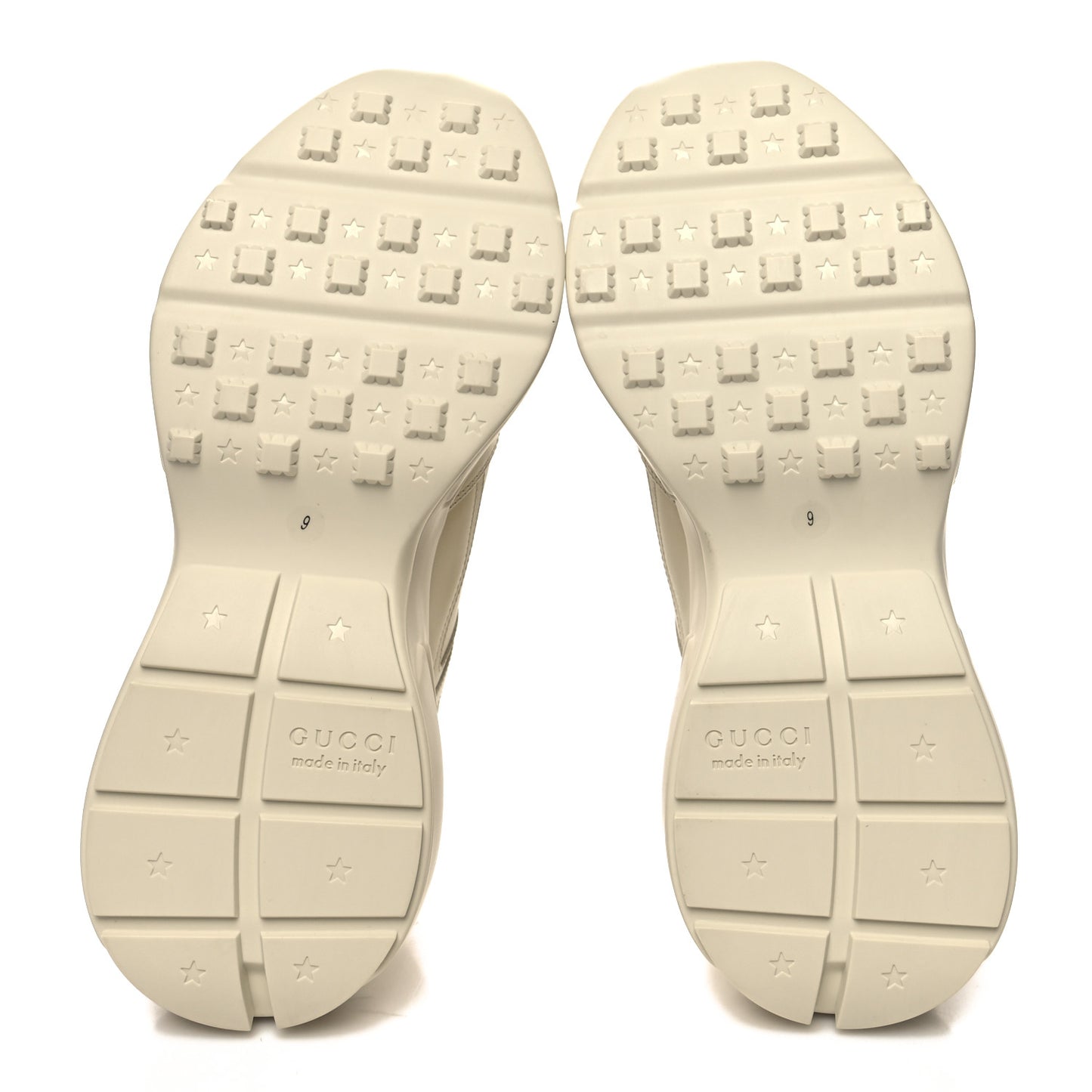 Apollo Calfskin Star Interlocking G Mens Rhyton Sneakers 9 Ivoire
