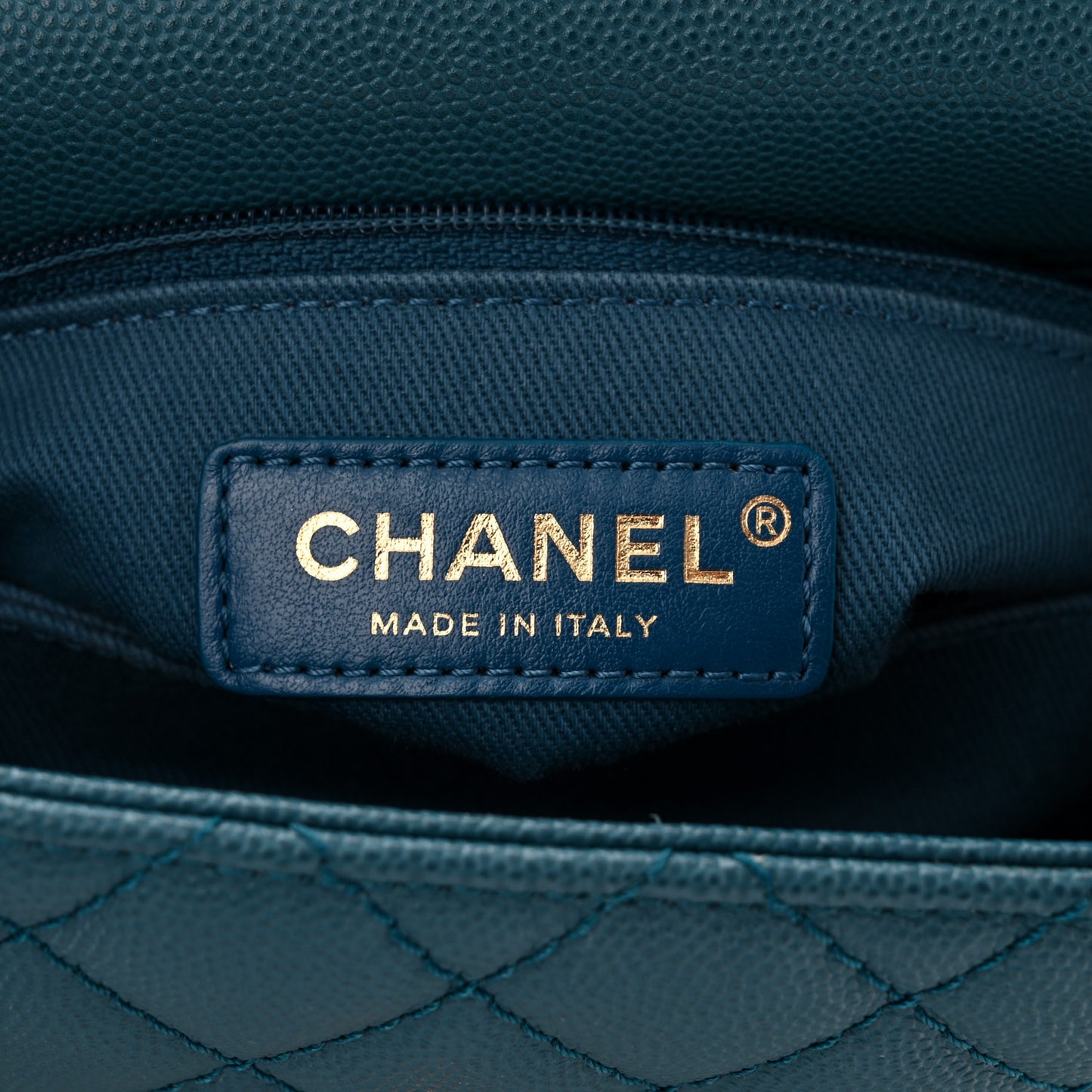 Caviar Quilted Mini Coco Handle Flap Dark Turqouise