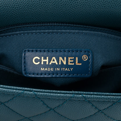 Chanel Caviar Quilted Mini Coco Handle Flap Dark Turqouise 6 of 11