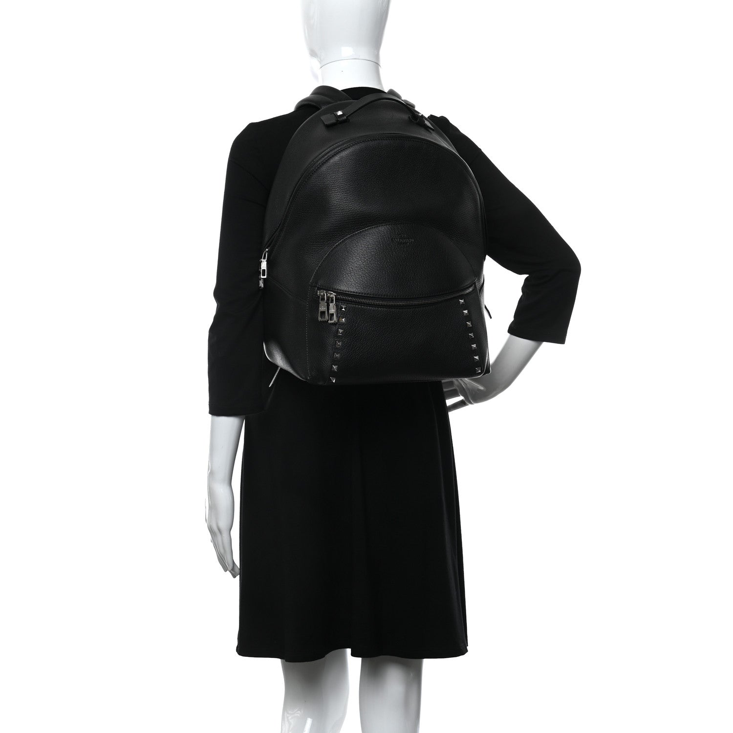 Valentino Garavani Grained Calfskin Rockstud Backpack Black 2 of 10