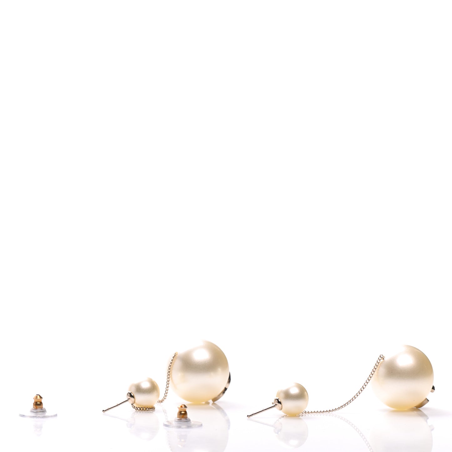 Pearl CC Chain Drop Earrings Gold