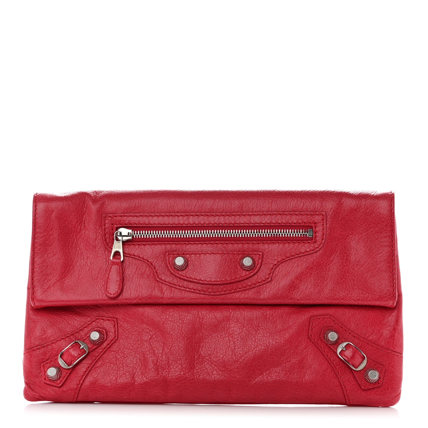 Agneau Giant 12 Silver Hardware Envelope Clutch Rose Thulian