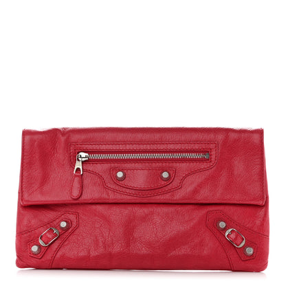 Balenciaga Agneau Giant 12 Silver Hardware Envelope Clutch Rose Thulian 1 of 8