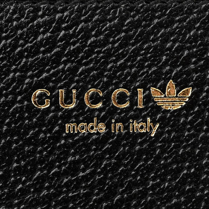 Gucci X ADIDAS Monogram Textured Dollar Calfskin Trefoil Embossed Wallet On Chain Blue 5 of 11