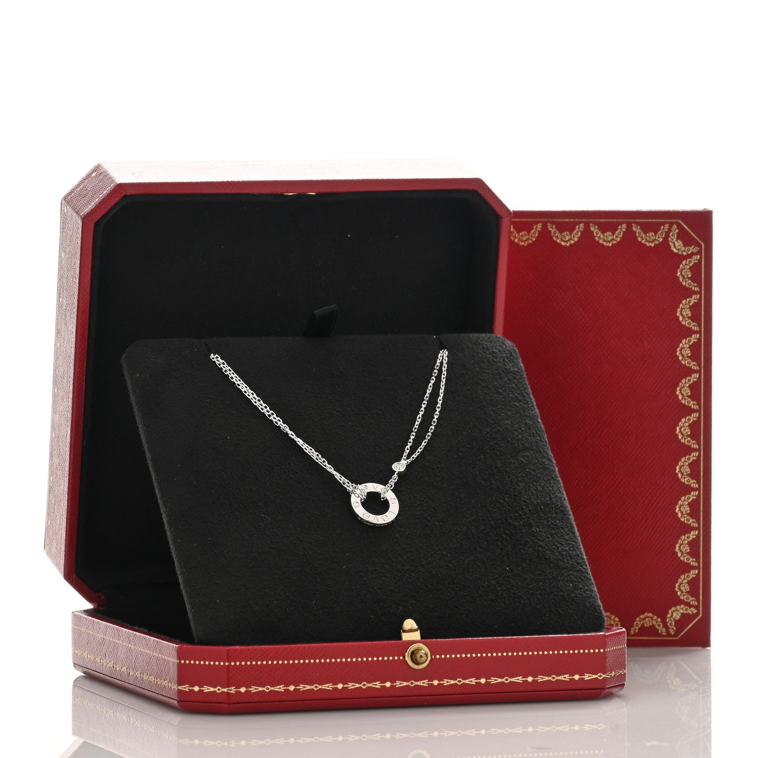 Cartier 18K White Gold 2 Diamond LOVE Necklace 4 of 4
