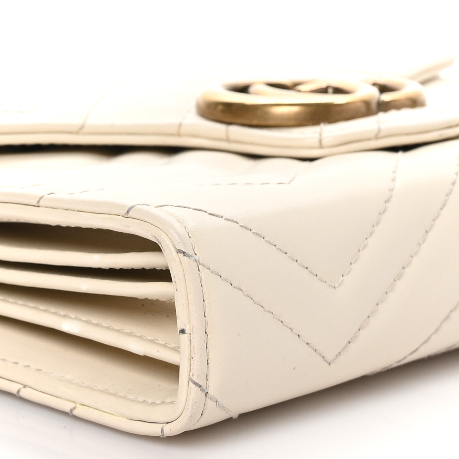 Gucci Calfskin Matelasse GG Marmont Chain Wallet Mystic White 11 of 12