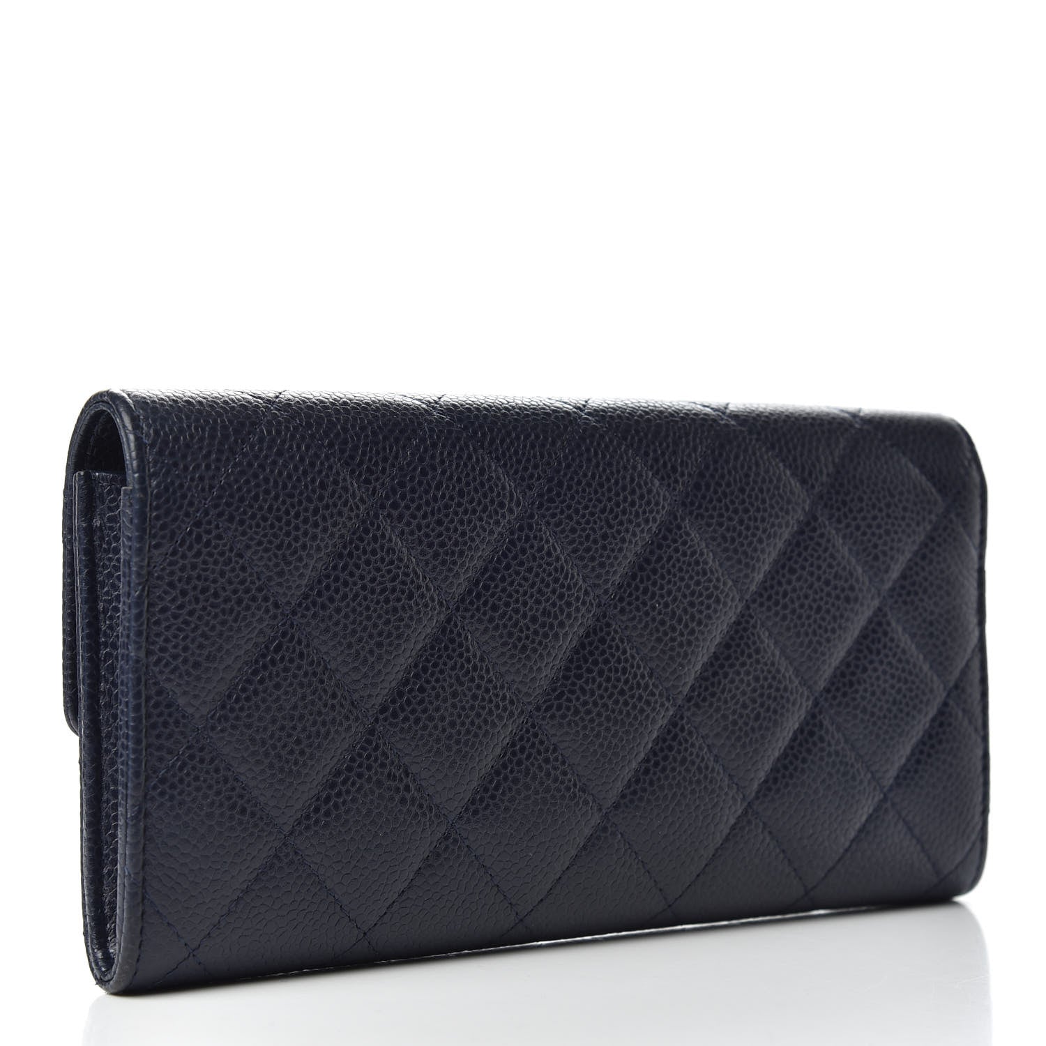 Chanel Caviar Quilted Large Gusset Flap Wallet Navy 3 of 9