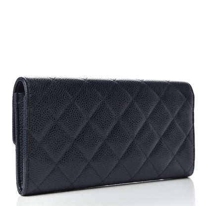 Chanel Caviar Quilted Large Gusset Flap Wallet Navy 3 of 9