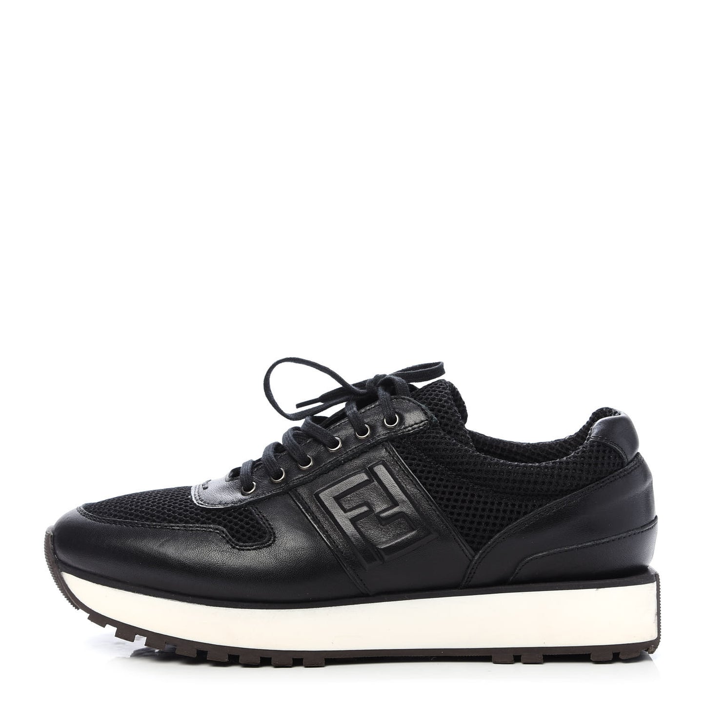 Calfskin Mesh FF Sneakers 38.5 Black
