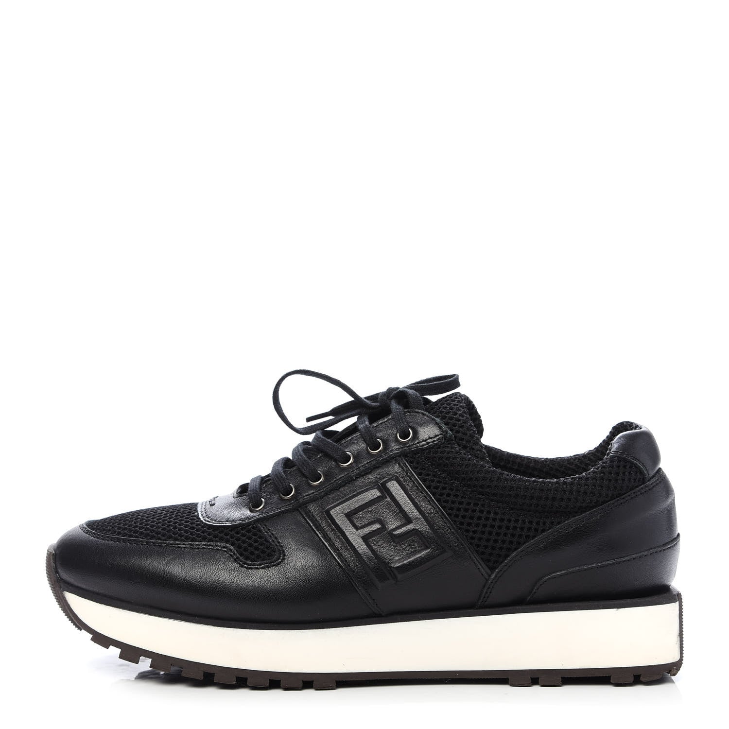 Fendi Calfskin Mesh FF Sneakers 38.5 Black 1 of 7