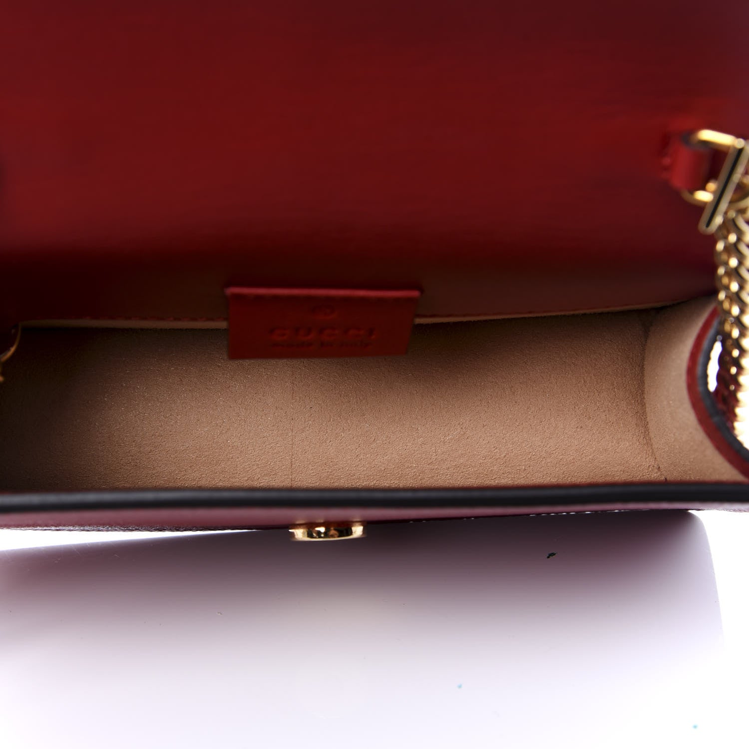 Gucci Patent Embroidered Super Mini Sylvie Chain Shoulder Bag Red 4 of 9
