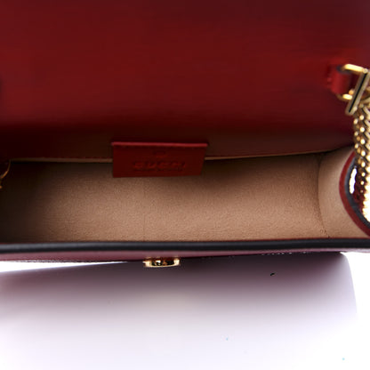Gucci Patent Embroidered Super Mini Sylvie Chain Shoulder Bag Red 4 of 9