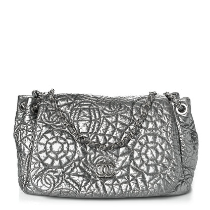 Chanel Vinyl Graphic Edge Accordion Flap Bag Silver 1 of 9