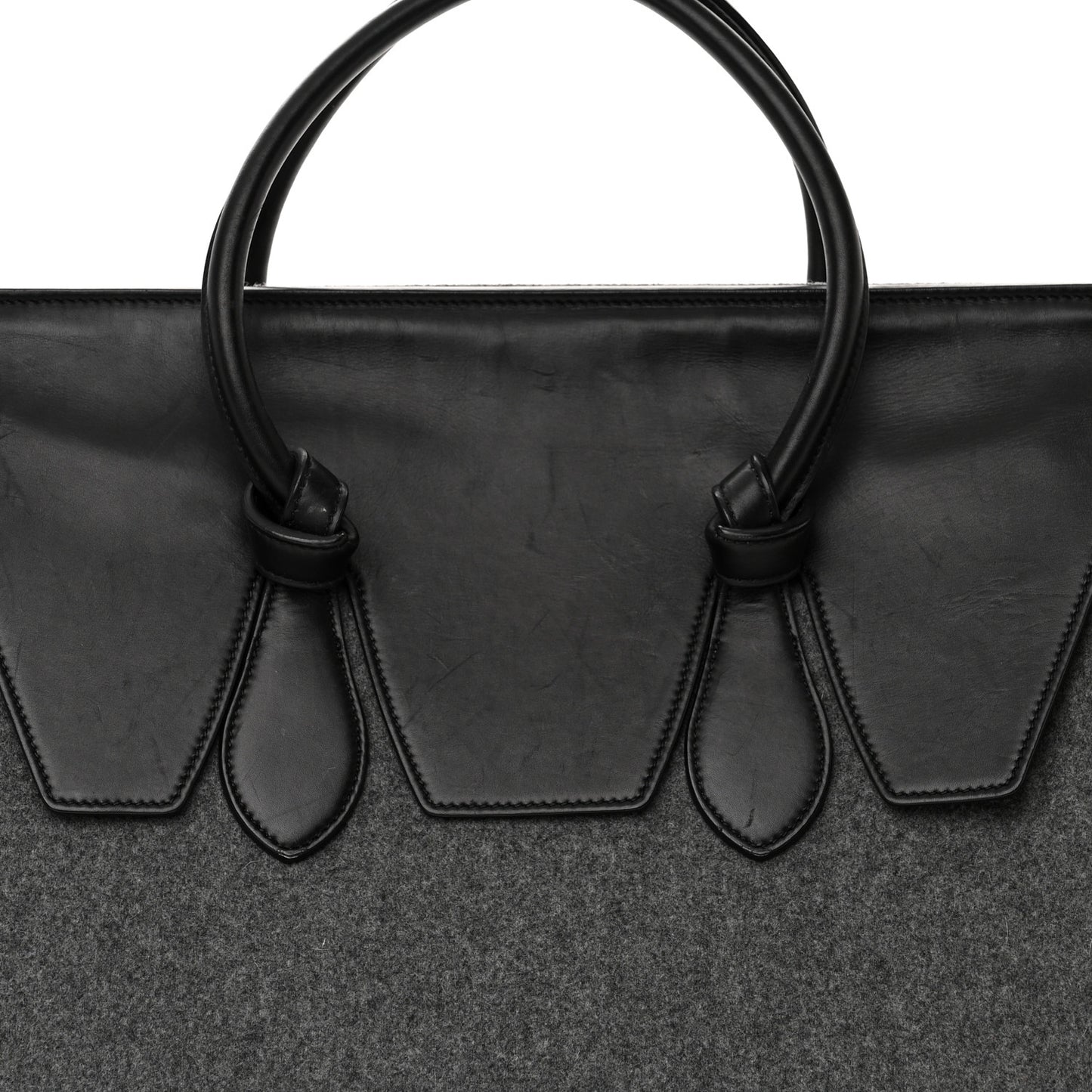 Felt Calfskin Medium Tie Knot Tote Grey Black