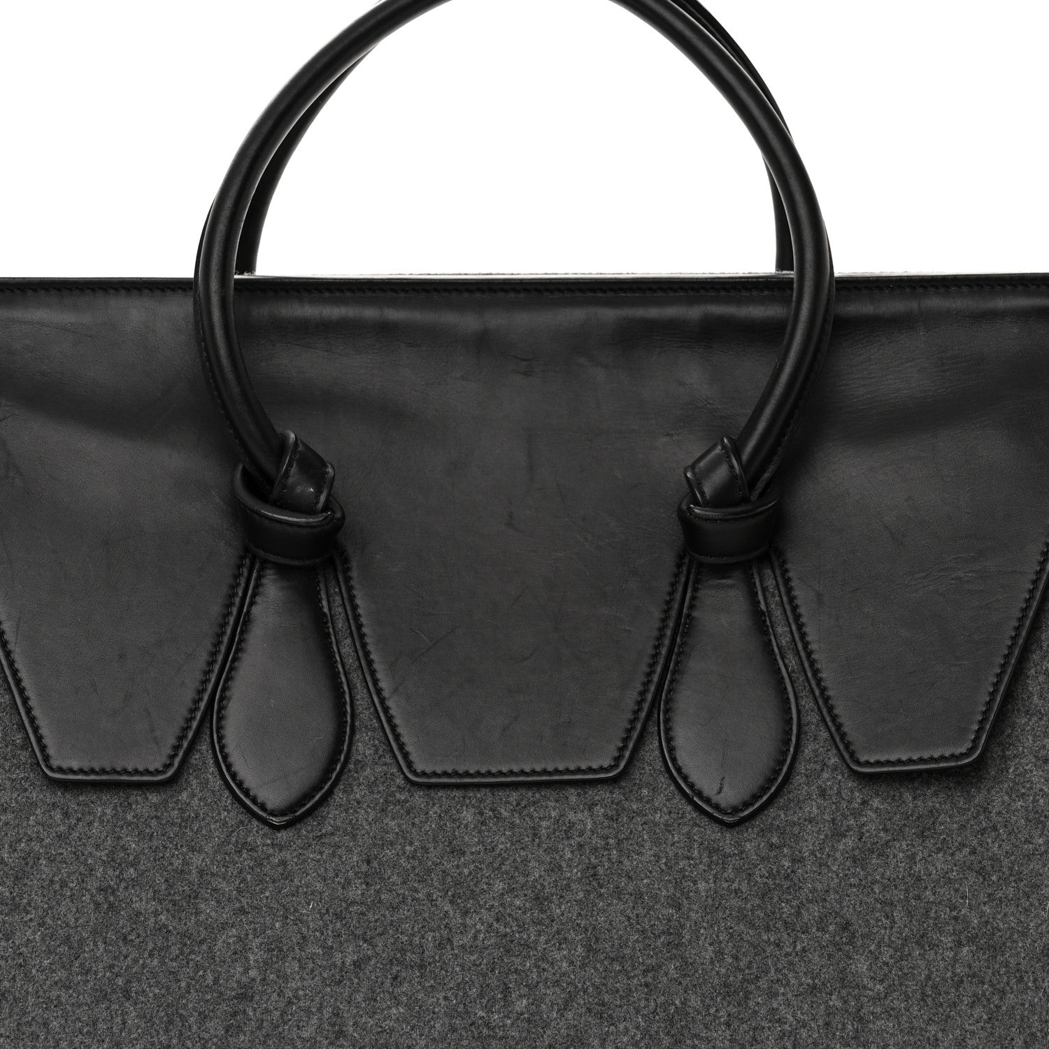Celine Felt Calfskin Medium Tie Knot Tote Grey Black 8 of 19
