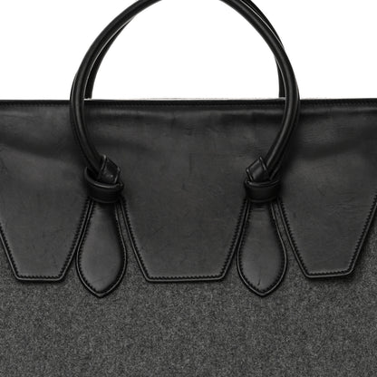 Celine Felt Calfskin Medium Tie Knot Tote Grey Black 8 of 19