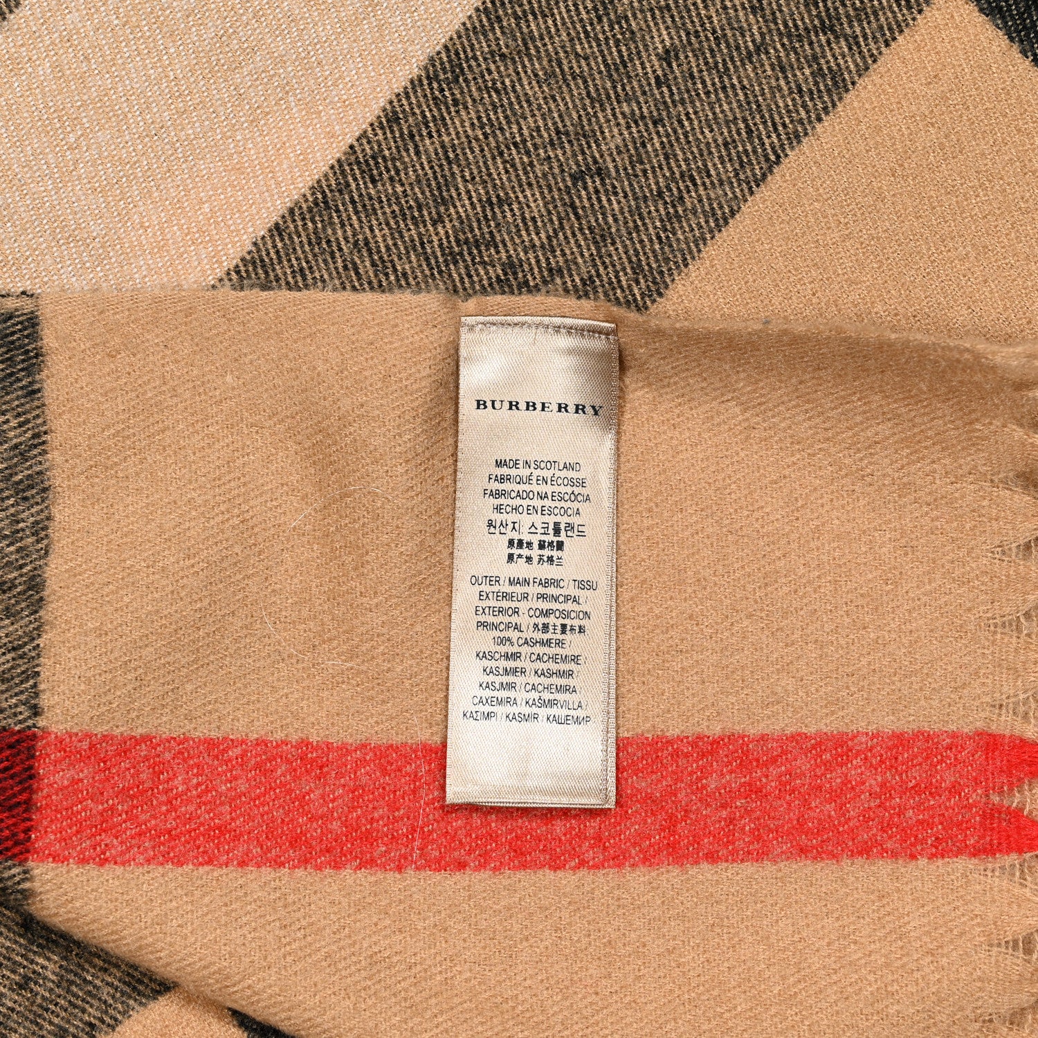 Burberry Cashmere Giant Check Fringe Scarf Archive Beige 3 of 4