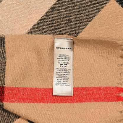 Burberry Cashmere Giant Check Fringe Scarf Archive Beige 3 of 4